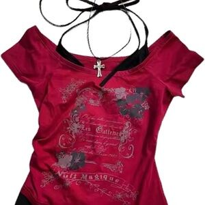 Women's Red Off-Shoulder Top